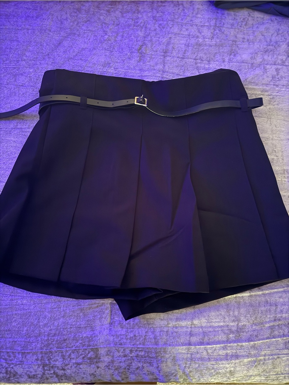 Women’s Black Pleated Skort with Belt